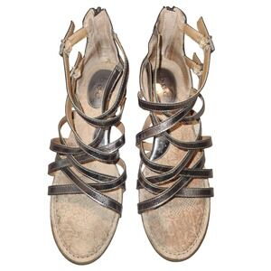b.o.c. Born Concept Womens Bronze‎ Metallic Strap Gladiator Wedge Sandals Z43514